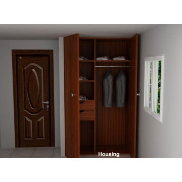 Laminated / Bamboo Veneer Wardrobe Storage Cabinet With Brown Color